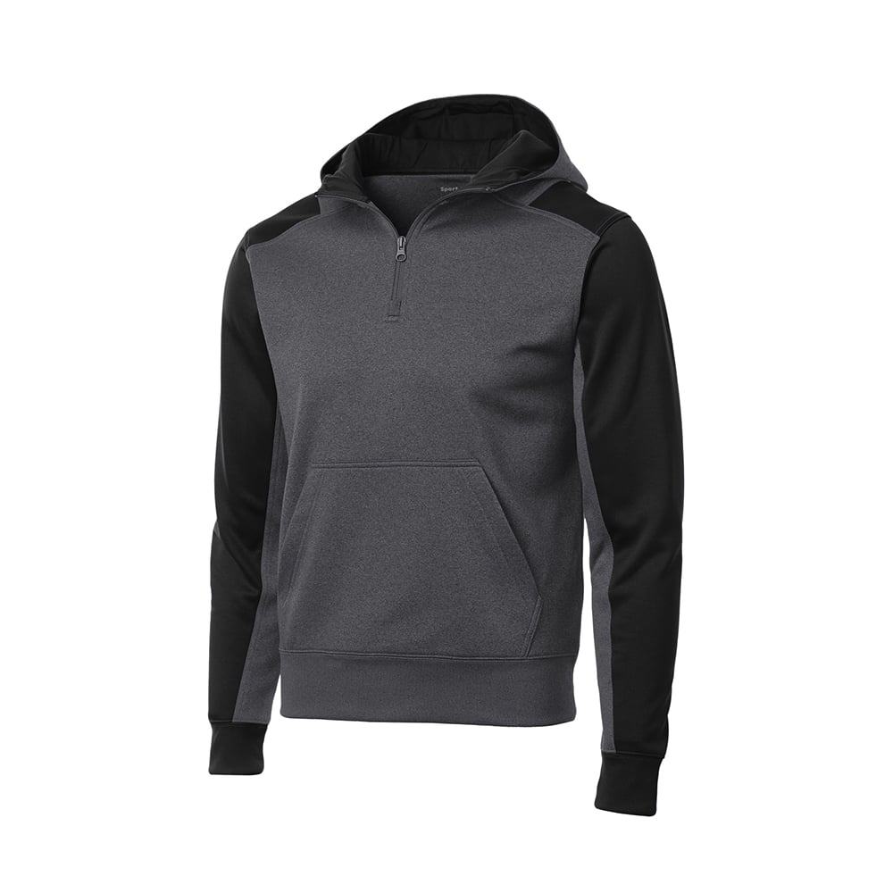 Sport - Tek ST249 Tech Fleece 1/4 - Zip Colorblock Sweatshirt with Hood - Gorvex.com