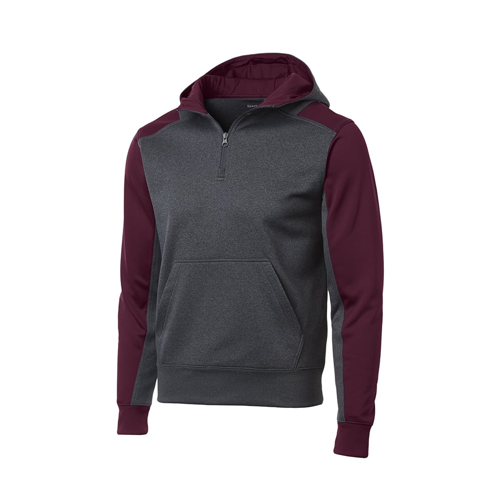 Sport - Tek ST249 Tech Fleece 1/4 - Zip Colorblock Sweatshirt with Hood - Gorvex.com