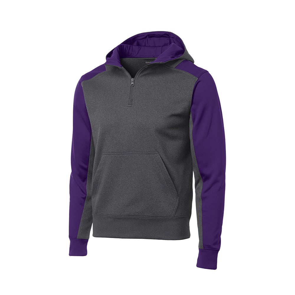 Sport - Tek ST249 Tech Fleece 1/4 - Zip Colorblock Sweatshirt with Hood - Gorvex.com