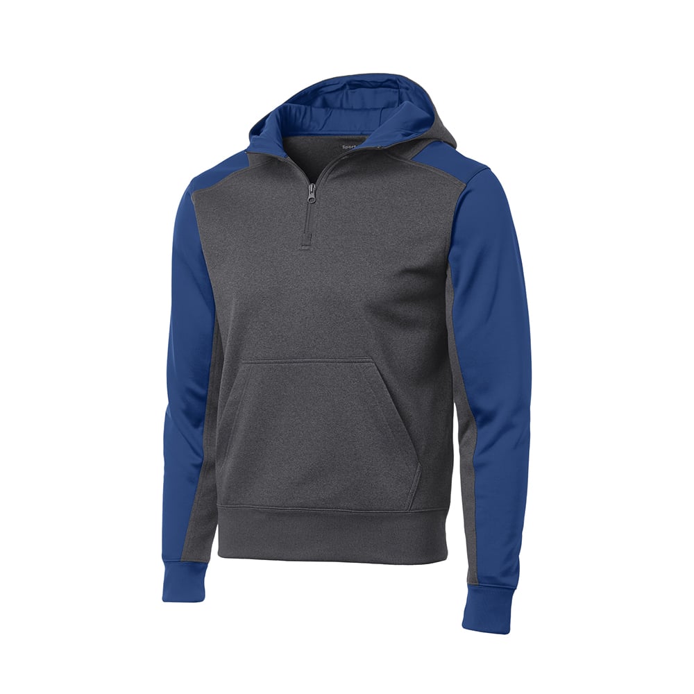Sport - Tek ST249 Tech Fleece 1/4 - Zip Colorblock Sweatshirt with Hood - Gorvex.com
