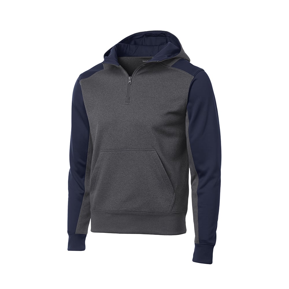 Sport - Tek ST249 Tech Fleece 1/4 - Zip Colorblock Sweatshirt with Hood - Gorvex.com