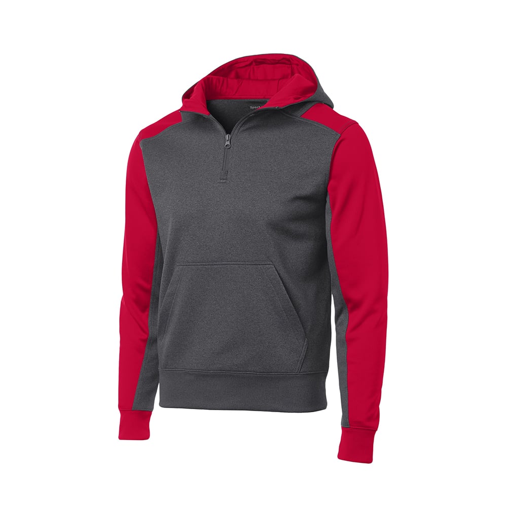 Sport - Tek ST249 Tech Fleece 1/4 - Zip Colorblock Sweatshirt with Hood - Gorvex.com