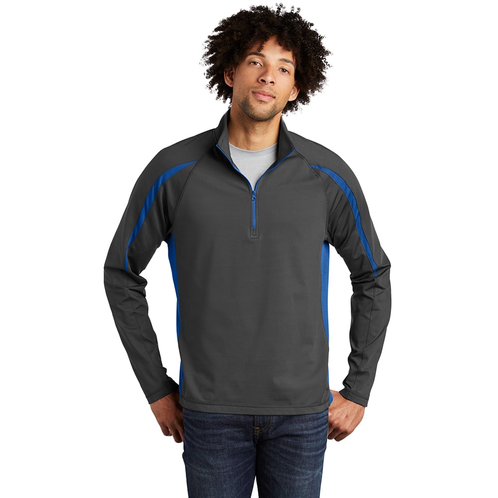Sport - Tek ST851 Sport - Wick Stretch Half - Zip Colorblock Pullover - Gorvex.com