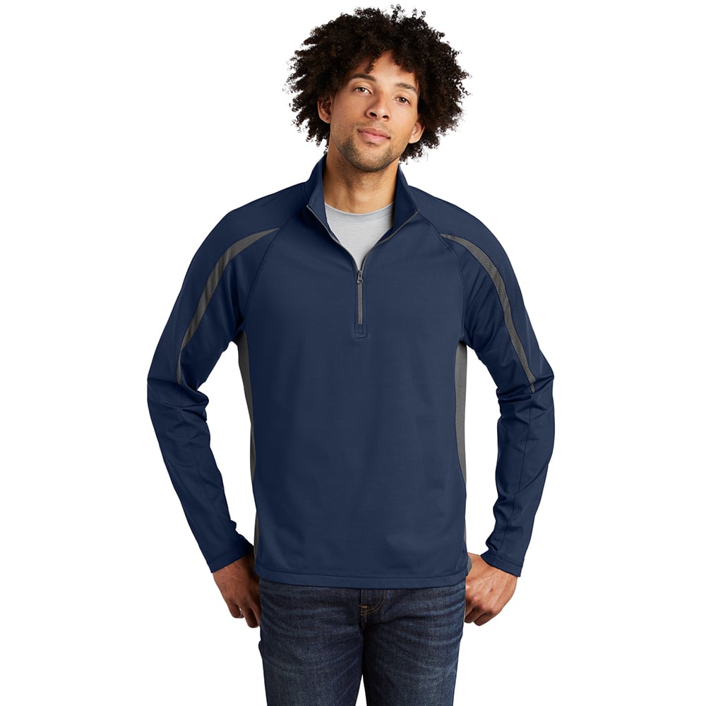 Sport - Tek ST851 Sport - Wick Stretch Half - Zip Colorblock Pullover - Gorvex.com