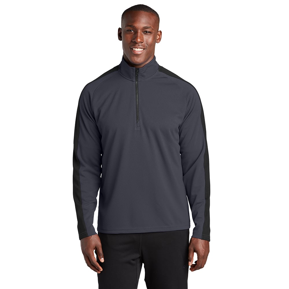 Sport - Tek ST861 Sport - Wick Textured Colorblock Quarter - Zip Pullover - Gorvex.com