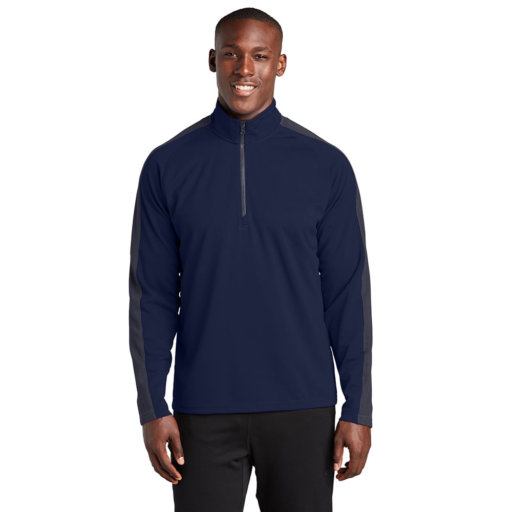 Sport - Tek ST861 Sport - Wick Textured Colorblock Quarter - Zip Pullover - Gorvex.com