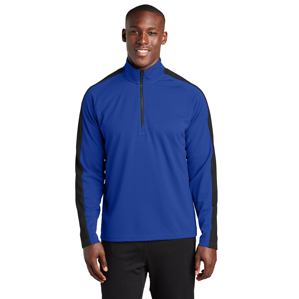Sport - Tek ST861 Sport - Wick Textured Colorblock Quarter - Zip Pullover - Gorvex.com