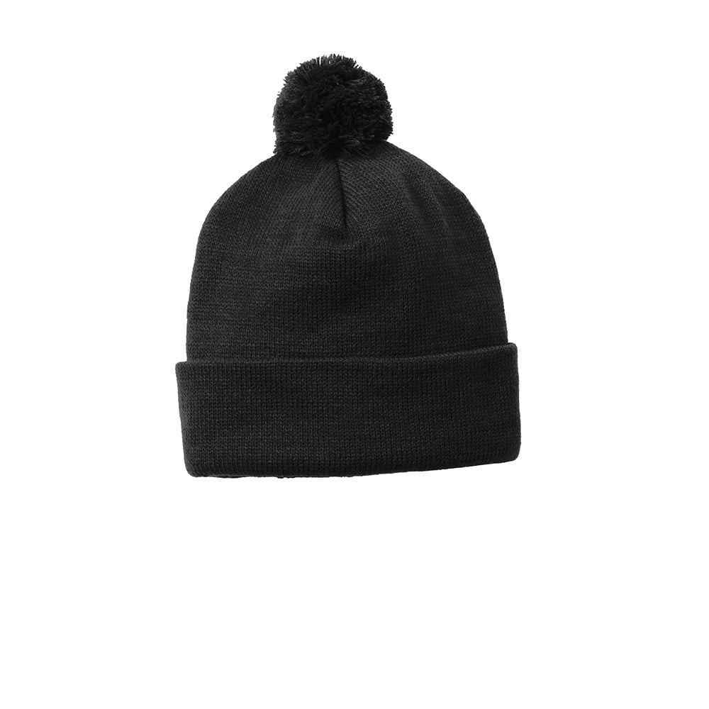 Sport - Tek STC37 Solid Color Acrylic Pom Pom Beanie - Gorvex.com