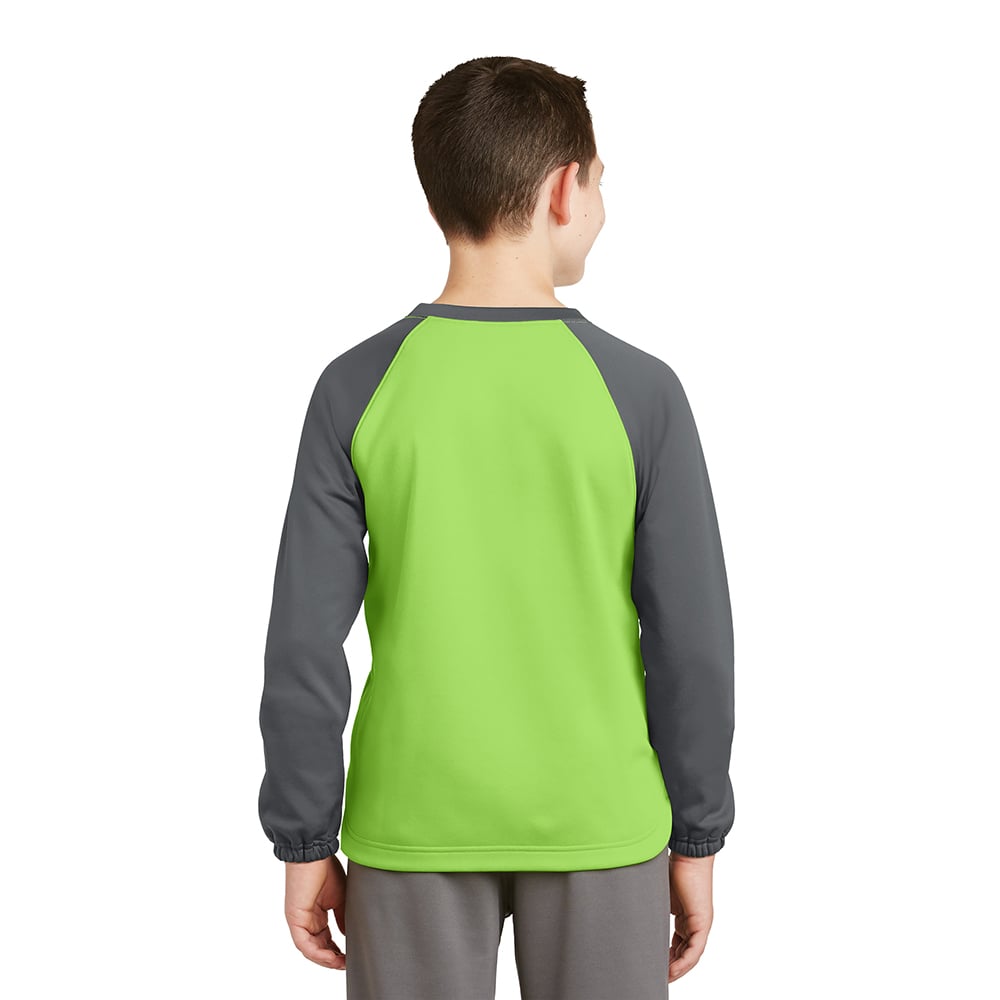 Sport - Tek YST242 Youth Sport - Wick Raglan Colorblock Fleece Crewneck - Gorvex.com