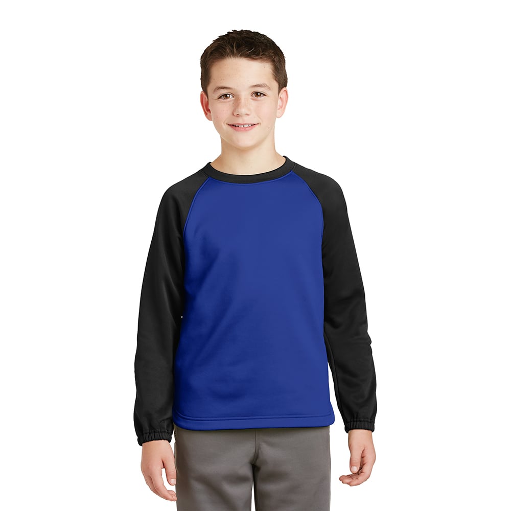 Sport - Tek YST242 Youth Sport - Wick Raglan Colorblock Fleece Crewneck - Gorvex.com