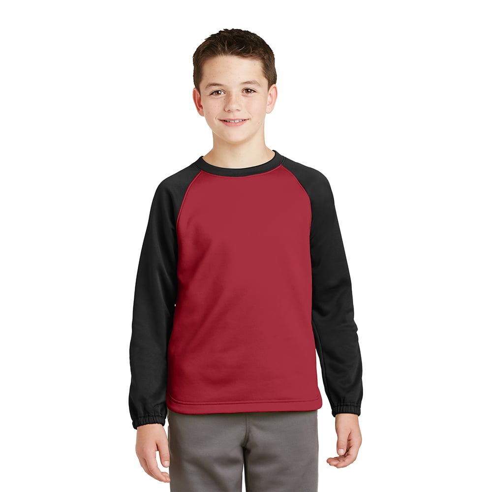 Sport - Tek YST242 Youth Sport - Wick Raglan Colorblock Fleece Crewneck - Gorvex.com