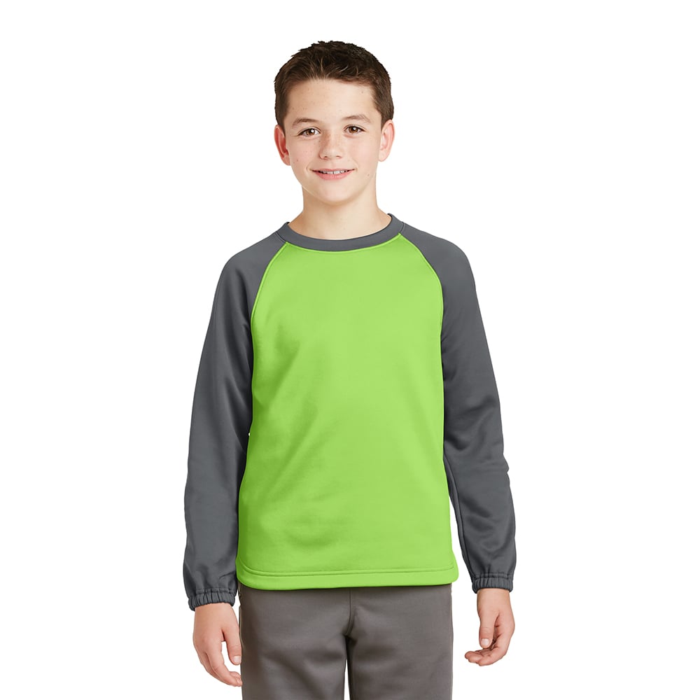 Sport - Tek YST242 Youth Sport - Wick Raglan Colorblock Fleece Crewneck - Gorvex.com