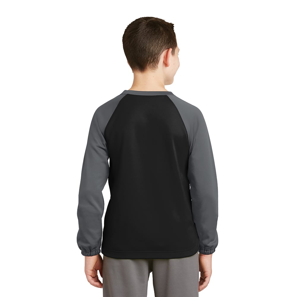 Sport - Tek YST242 Youth Sport - Wick Raglan Colorblock Fleece Crewneck - Gorvex.com