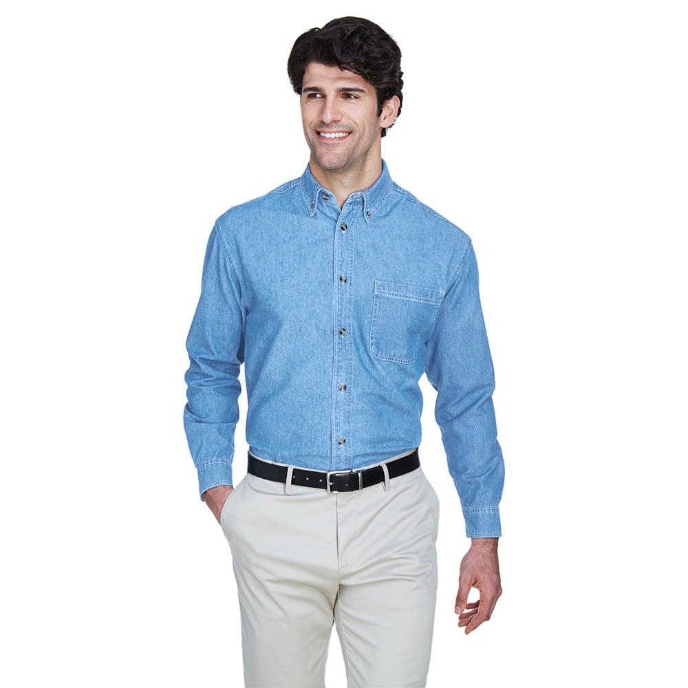 UltraClub 8960 Men's Cypress Denim Shirt with Pocket - Gorvex.com