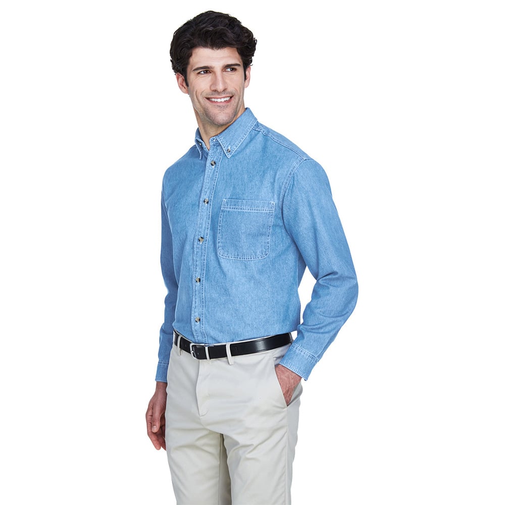 UltraClub 8960 Men's Cypress Denim Shirt with Pocket - Gorvex.com