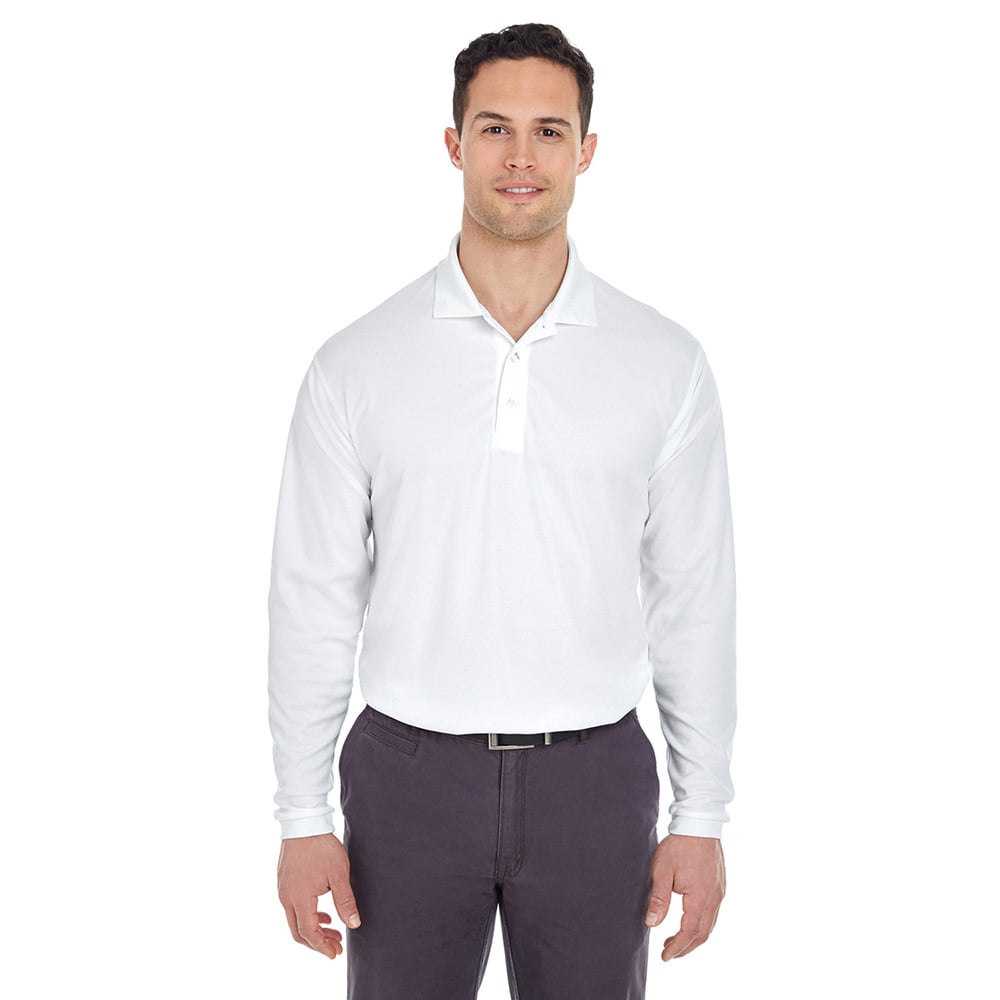 UltraClub Cool & Dry 8210LS Long - Sleeve Mesh® Piqué Polo - Gorvex.com