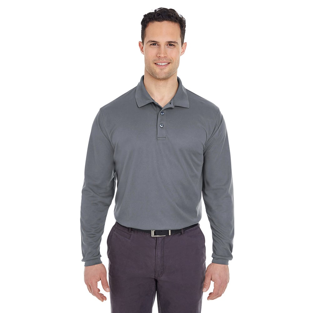 UltraClub Cool & Dry 8210LS Long - Sleeve Mesh® Piqué Polo - Gorvex.com
