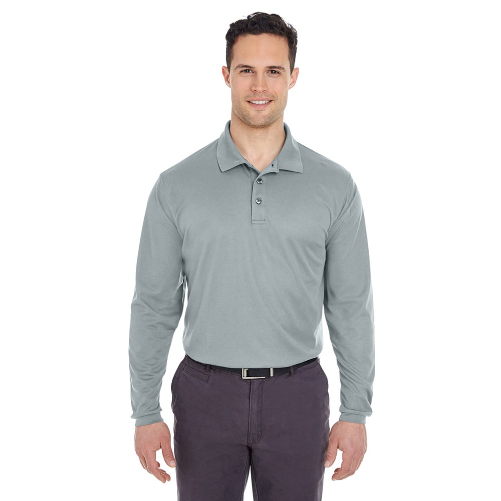 UltraClub Cool & Dry 8210LS Long - Sleeve Mesh® Piqué Polo - Gorvex.com