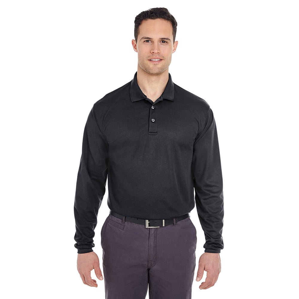 UltraClub Cool & Dry 8210LS Long - Sleeve Mesh® Piqué Polo - Gorvex.com