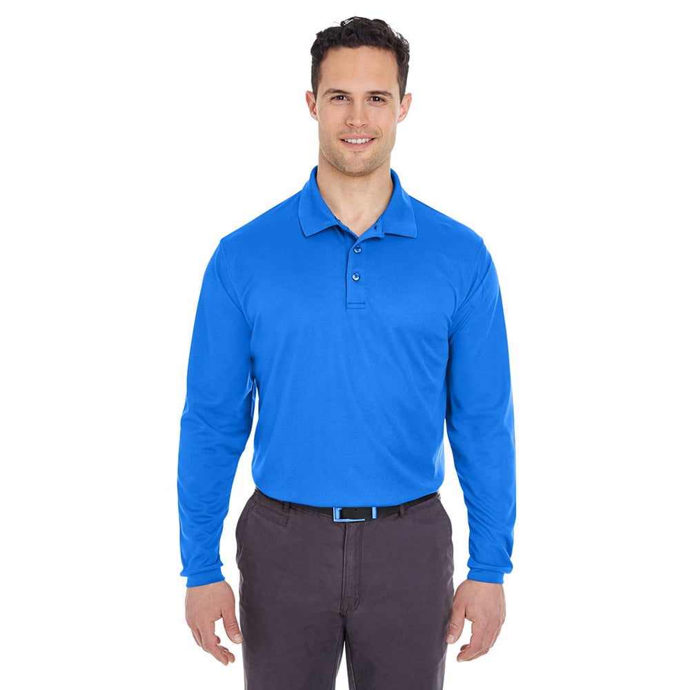 UltraClub Cool & Dry 8210LS Long - Sleeve Mesh® Piqué Polo - Gorvex.com
