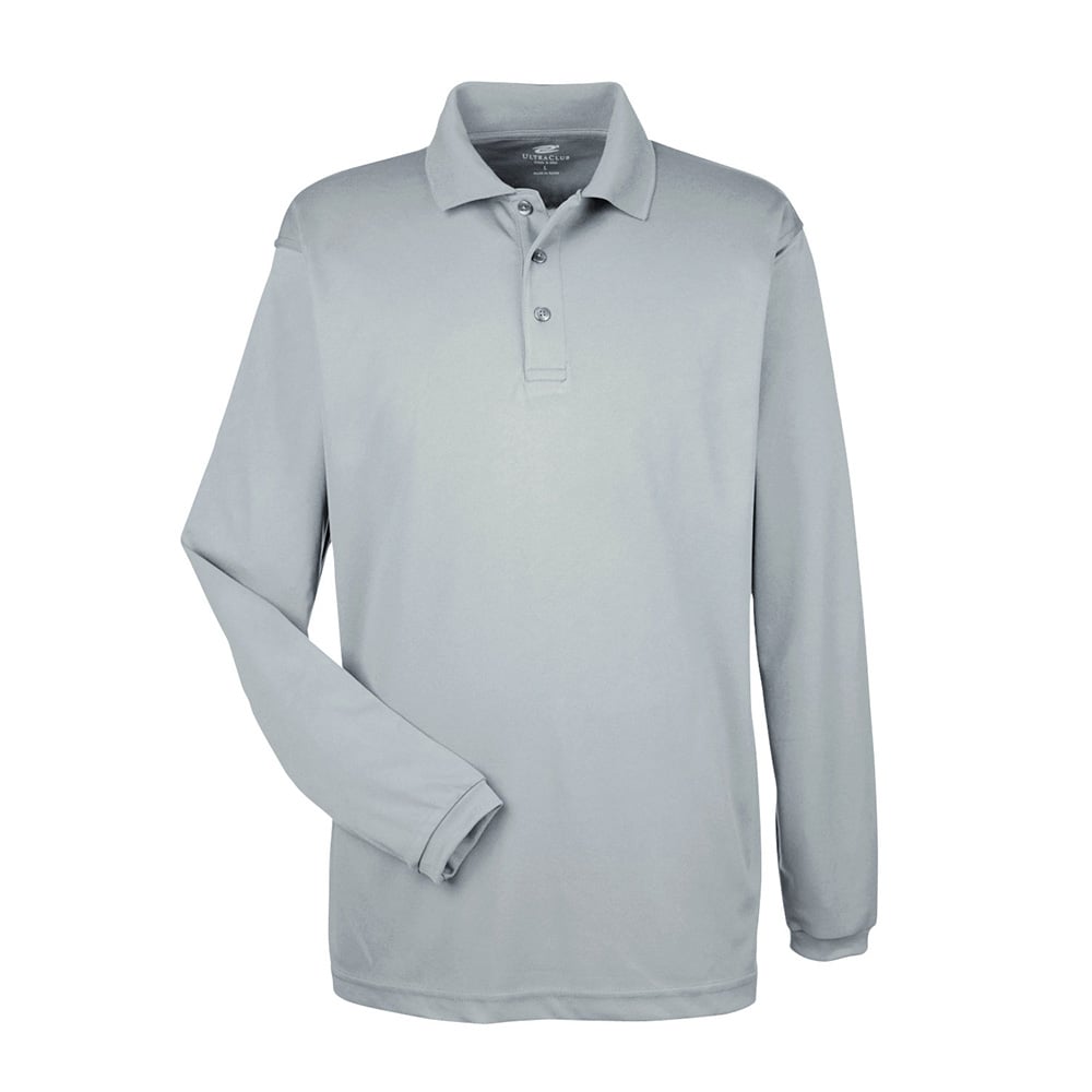 UltraClub Cool & Dry 8210LS Long - Sleeve Mesh® Piqué Polo - Gorvex.com