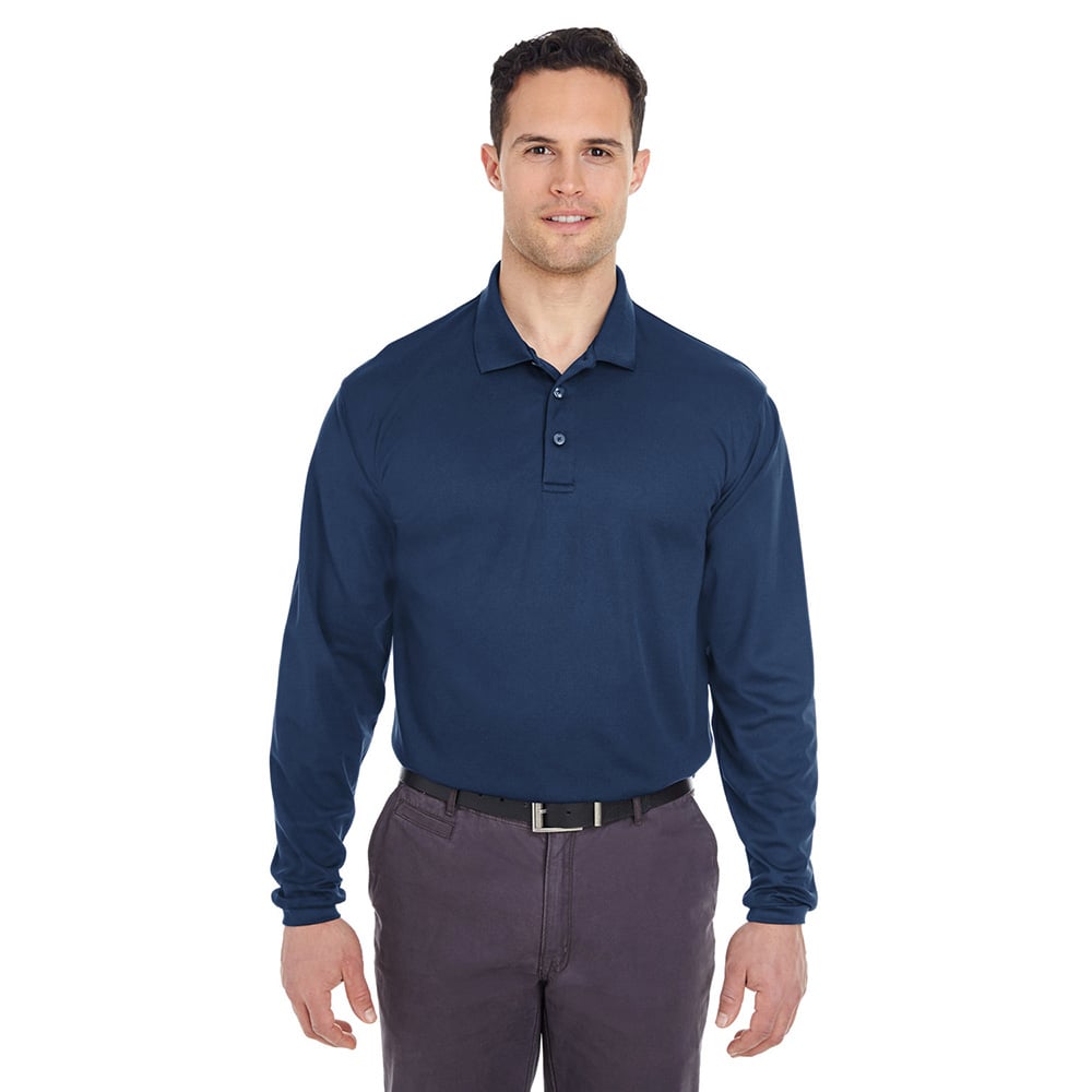 UltraClub Cool & Dry 8210LS Long - Sleeve Mesh® Piqué Polo - Gorvex.com