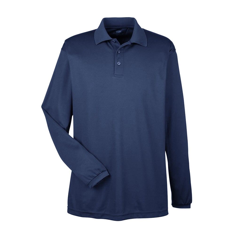 UltraClub Cool & Dry 8210LS Long - Sleeve Mesh® Piqué Polo - Gorvex.com