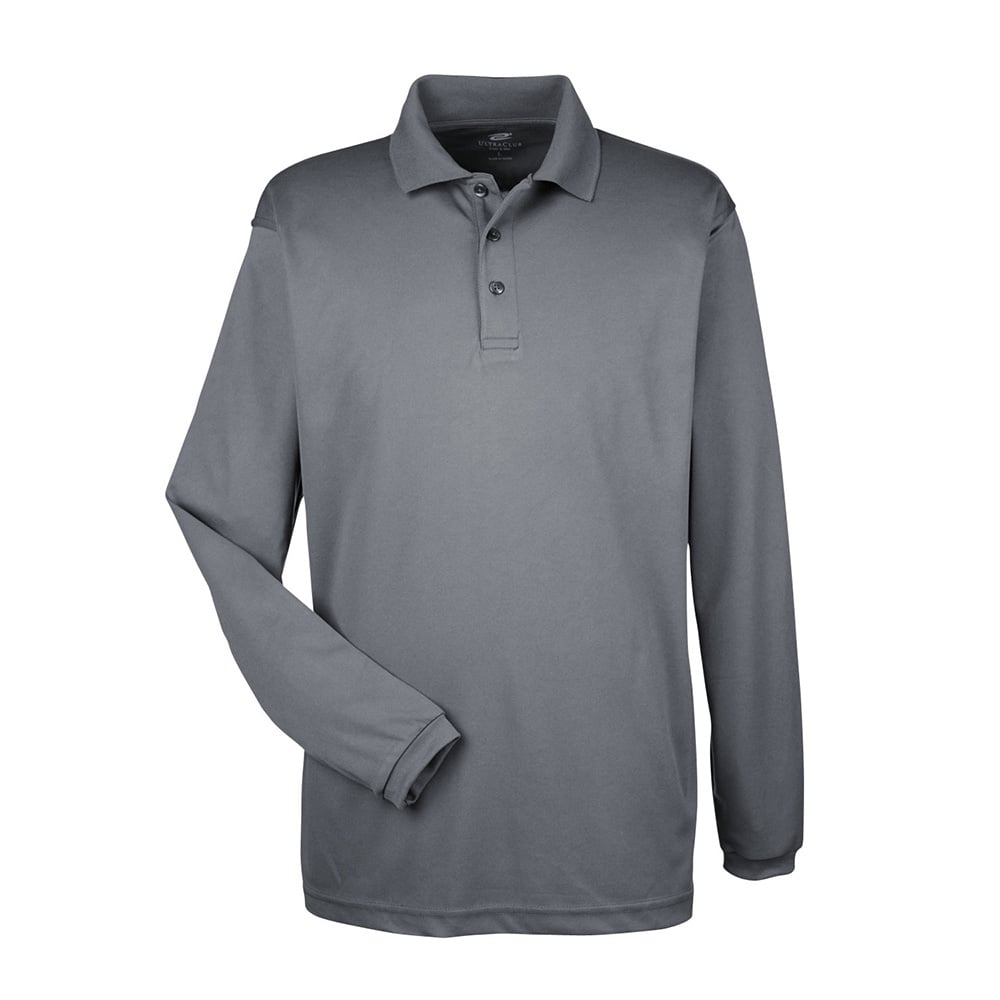 UltraClub Cool & Dry 8210LS Long - Sleeve Mesh® Piqué Polo - Gorvex.com