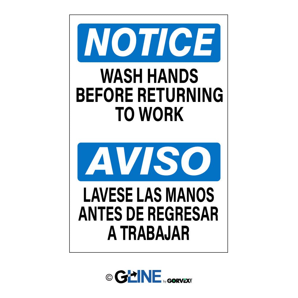 Wash Hands Before Returning to Work Aviso Lavese Las Manos Sign - Gorvex.com