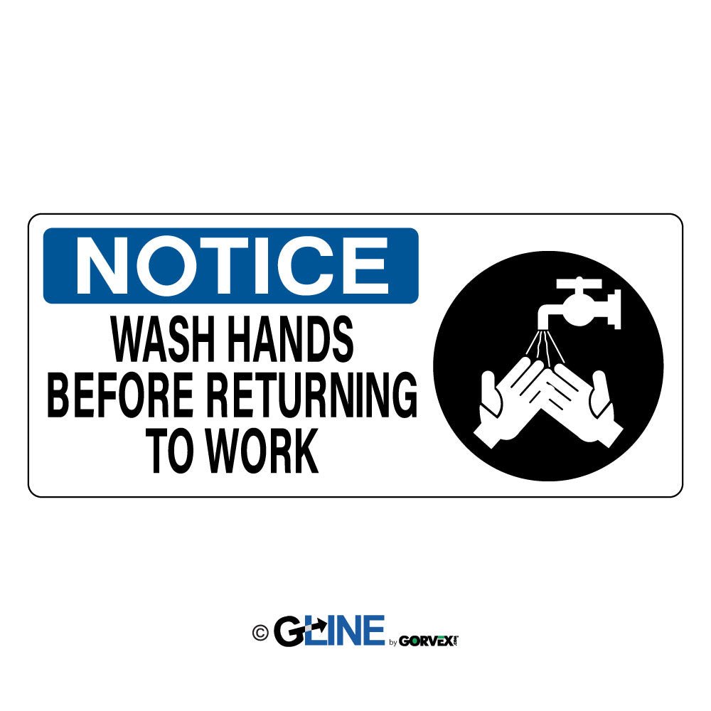 Wash Hands Before Returning to Work Hand Picto - Notice Sign - Gorvex.com