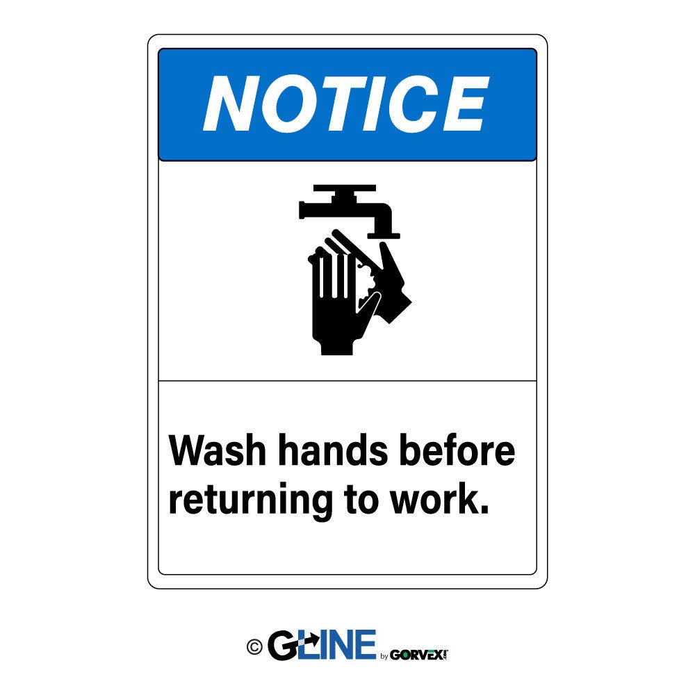 Wash Hands Before Returning to Work Washing Hand Picto - Notice Sign - Gorvex.com