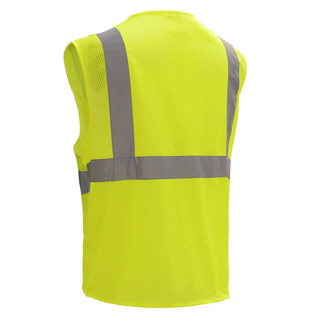 Hi-Vis Safety Vest, Mesh with Zipper Closure, Standard Class 2