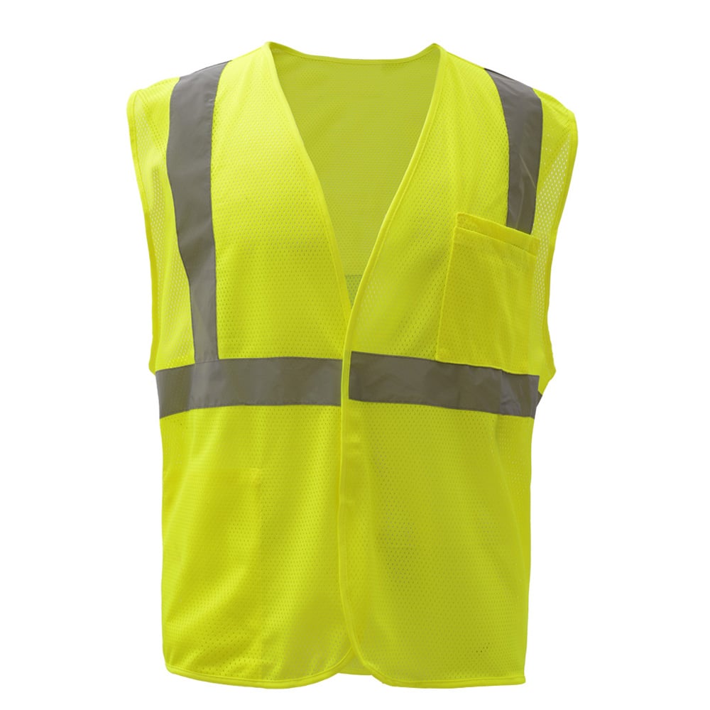 Hi-Vis Safety Vest, Mesh with Hook & Loop Closure, Standard Class 2