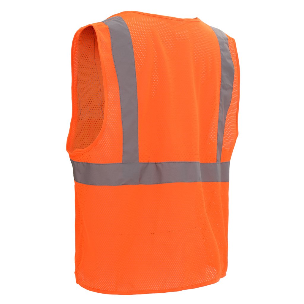 Hi-Vis Safety Vest, Mesh with Hook & Loop Closure, Standard Class 2