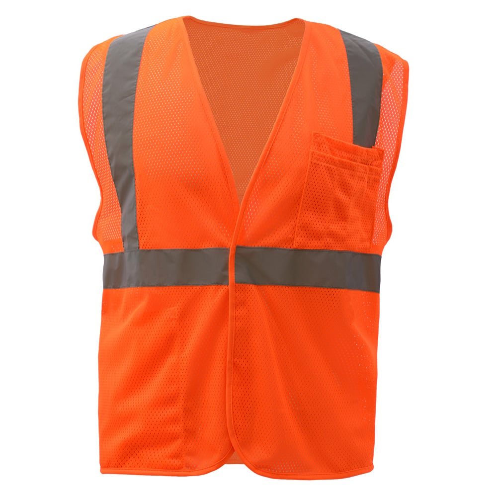 Hi-Vis Safety Vest, Mesh with Hook & Loop Closure, Standard Class 2