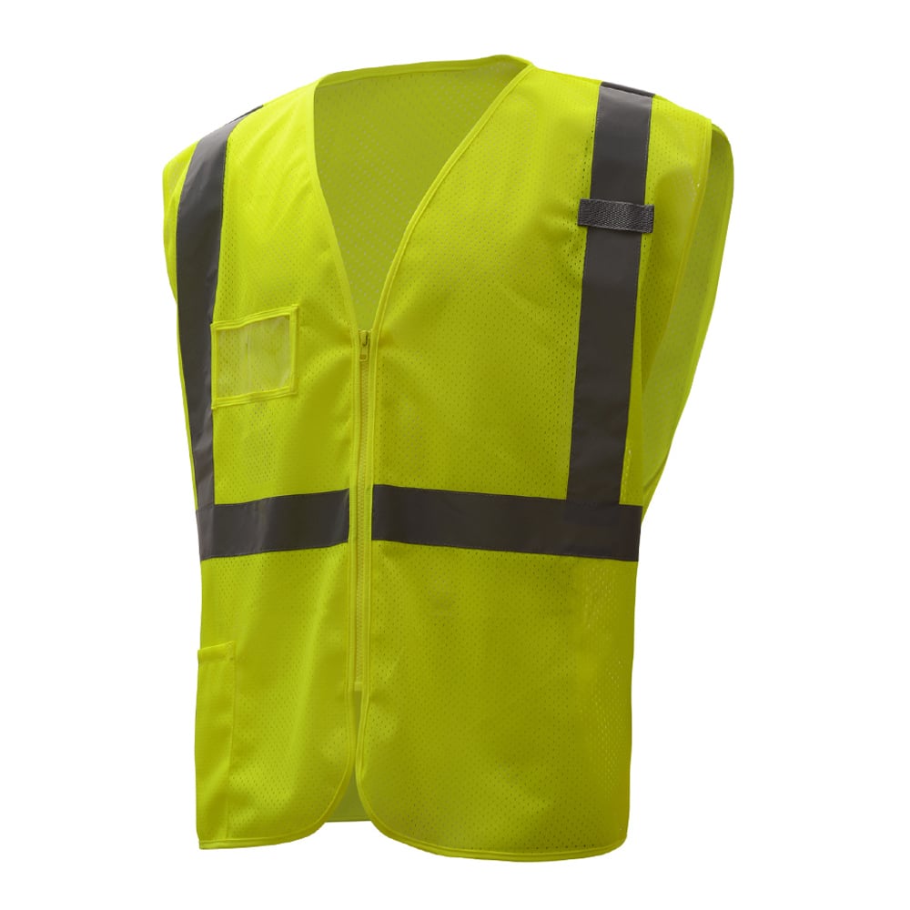 Hi-Vis Safety Vest, Mesh with Zipper Closure 1 Pocket, Standard Class 2