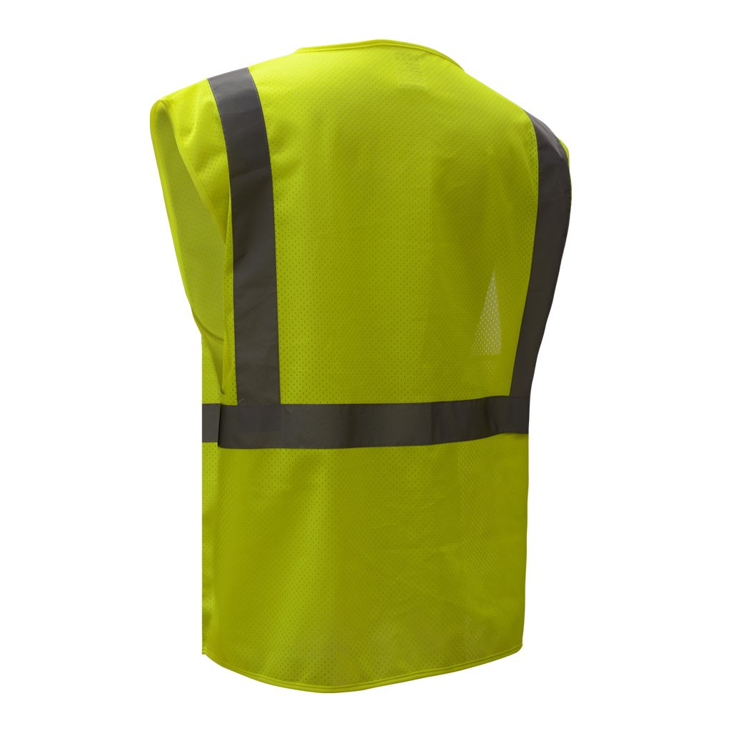 Hi-Vis Safety Vest, Mesh with Zipper Closure 1 Pocket, Standard Class 2