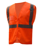 Hi-Vis Safety Vest, Mesh with Zipper Closure 1 Pocket, Standard Class 2