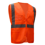 Hi-Vis Safety Vest, Mesh with Zipper Closure 1 Pocket, Standard Class 2