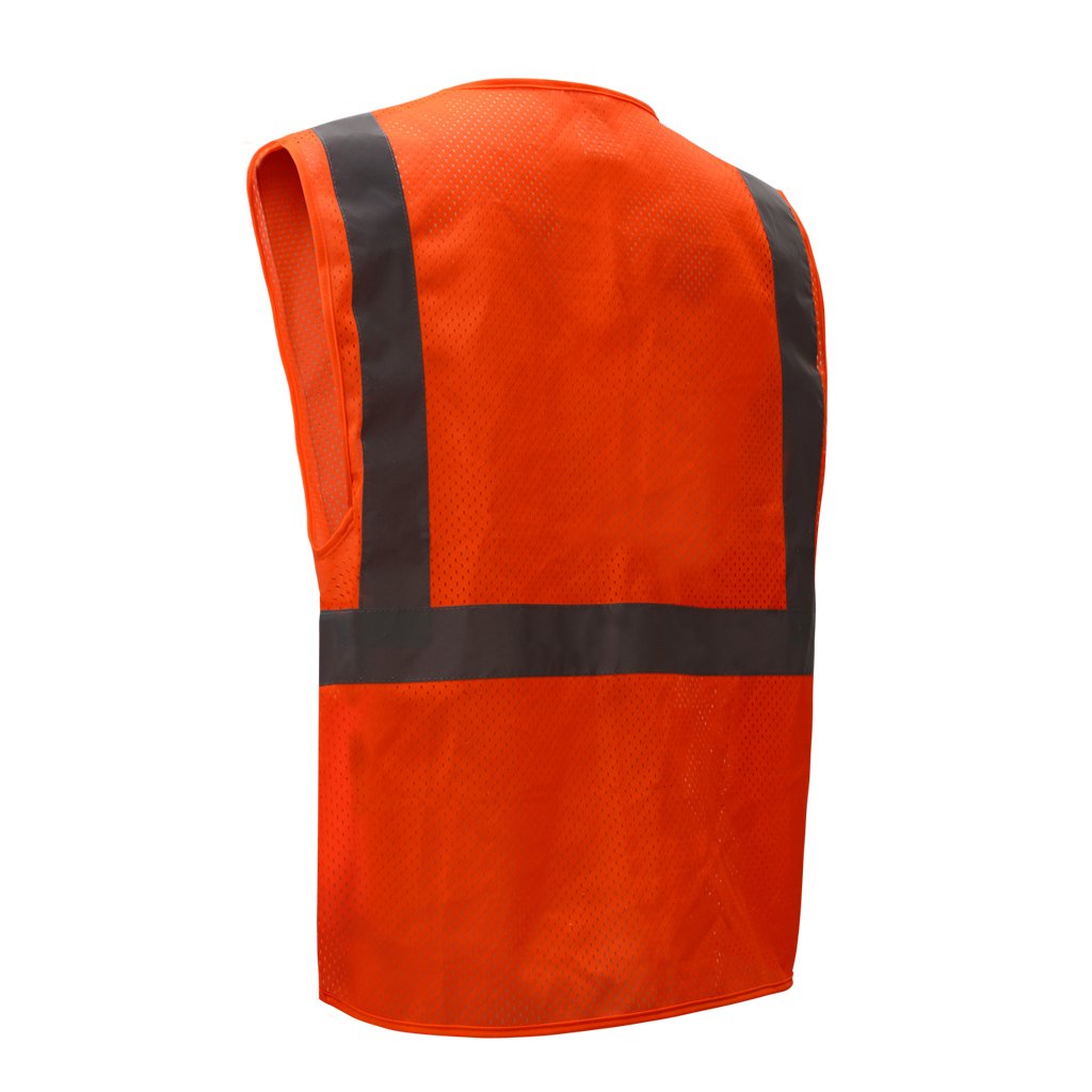 Hi-Vis Safety Vest, Mesh with Zipper Closure 1 Pocket, Standard Class 2