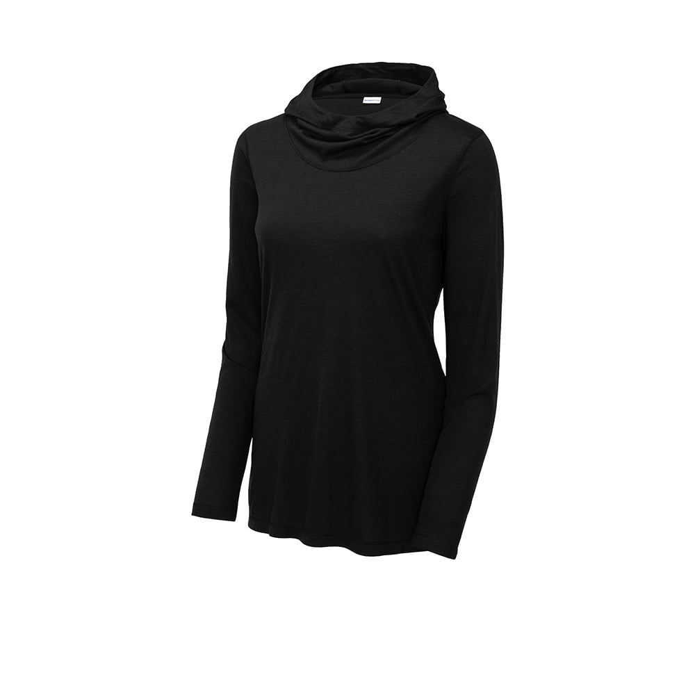 Sport-Tek LST406 PosiCharge Women's Tri-Blend Cowl Neck Hooded Shirt