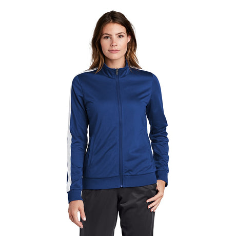 Sport-Tek LST94 Women's Tricot Track Jacket with Pieced Stripes