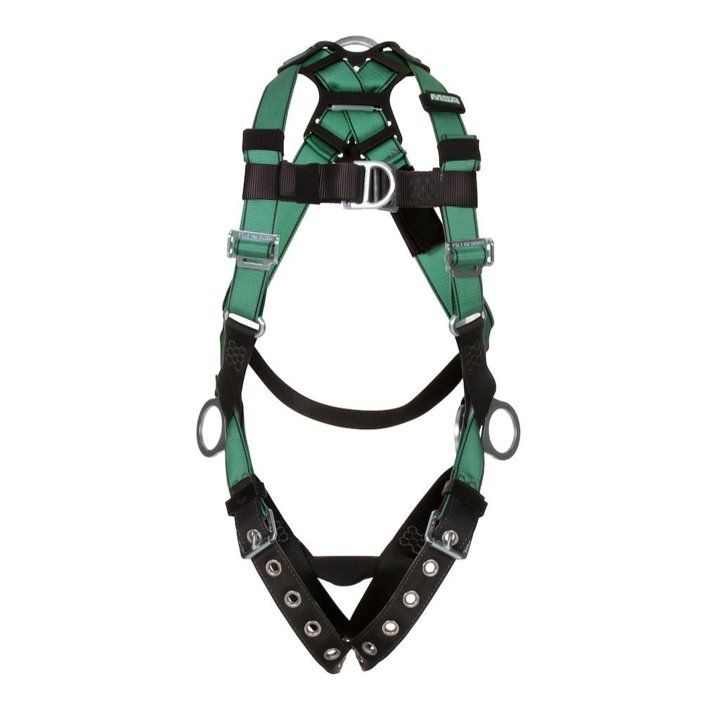 MSA V-FORM™ Harness, Tongue Buckle Leg Straps Back/Chest/Hip D-Rings