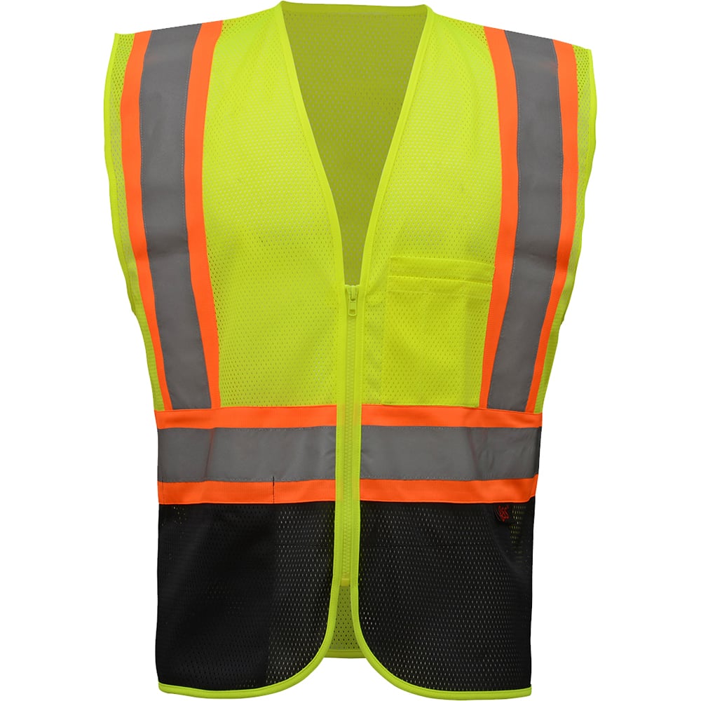 Hi-Vis Safety Vest, Two-Tone Mesh with Zipper Closure, Class 2