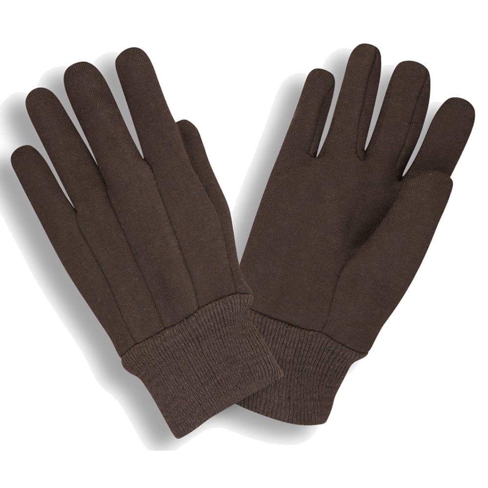 G-Line Heavy Weight Brown Jersey Gloves with Knit Wrist, 1 dozen (12 pairs)