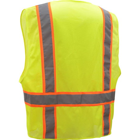 Hi-Vis Safety Vest, Two Tone Mesh with Zipper Closure, Premium Class 2