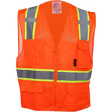 Hi-Vis Safety Vest, Two Tone Mesh with Zipper Closure, Premium Class 2