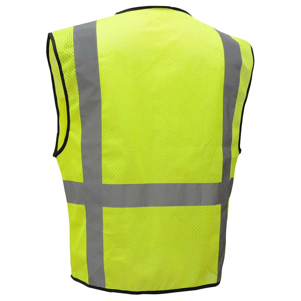 Hi-Vis Safety Vest, Mesh with Zipper and 6 Pockets, Premium Class 2