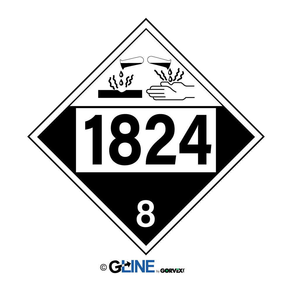 1824 Sodium Hydroxide Solution - Class 8 Placard - Gorvex.com