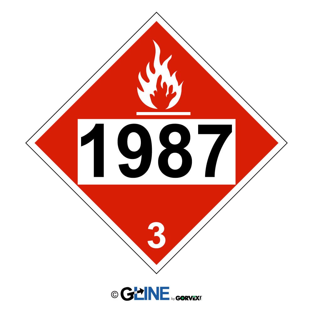 1987 Alcohol, Denatured Alcohol - Class 3 Placard - Gorvex.com